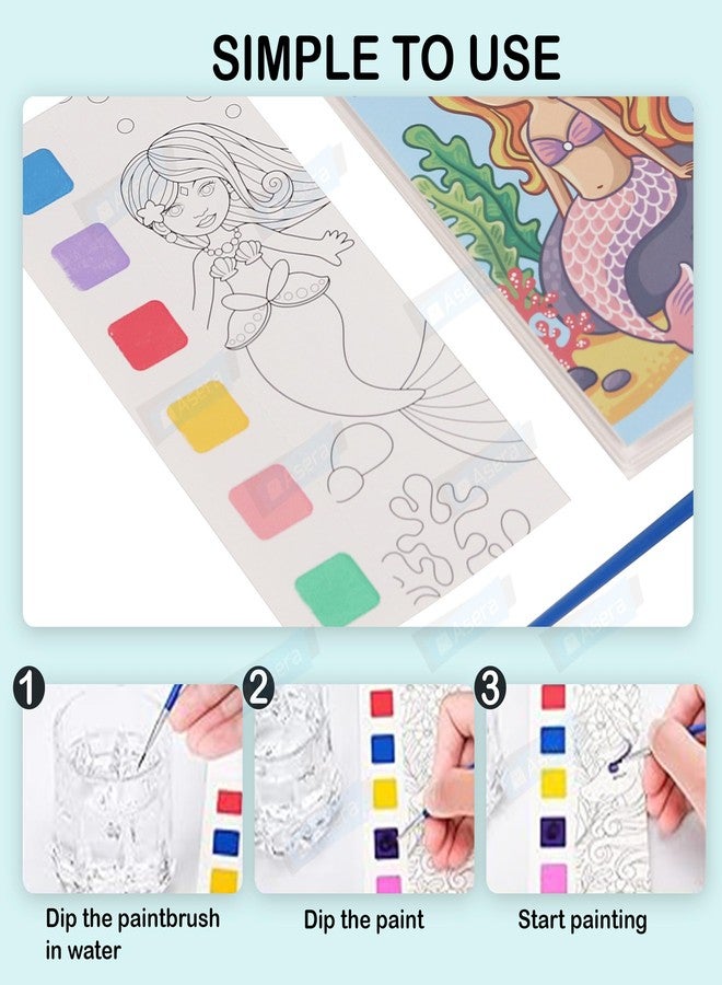 Asera Water Painting Book Magic Coloring Book for Kids Activity Books for Children Coloring Books for Kids Ages 4-8 Years 12 Sheet Cartoon Painting kit with Brush for Birthday Return Gift (Set of 15) - Image 3